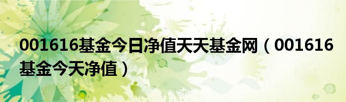 001616基金今日净值天天基金网（001616基金今天净值）