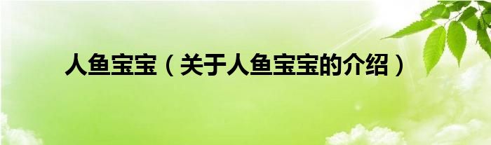 人鱼宝宝（关于人鱼宝宝的介绍）