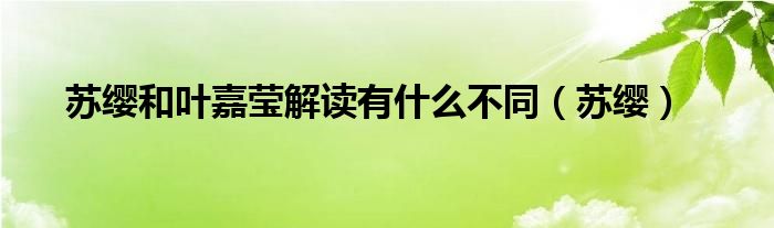 苏缨和叶嘉莹解读有什么不同（苏缨）