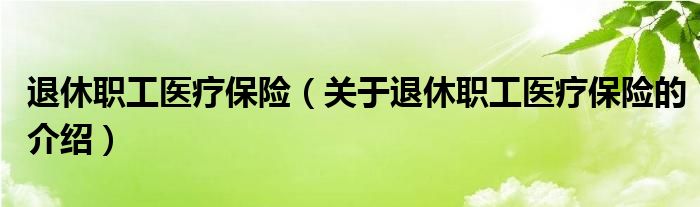 退休职工医疗保险（关于退休职工医疗保险的介绍）