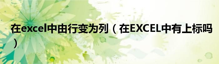 在excel中由行变为列（在EXCEL中有上标吗）