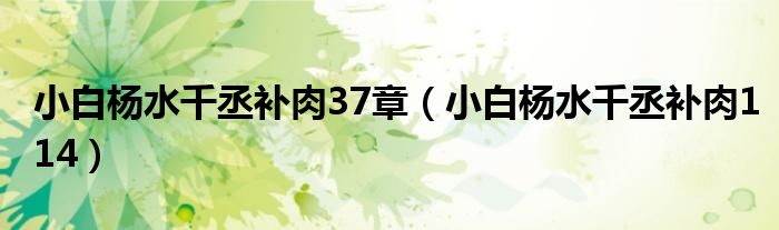 小白杨水千丞补肉37章（小白杨水千丞补肉114）