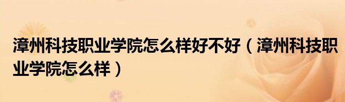 漳州科技职业学院怎么样好不好（漳州科技职业学院怎么样）