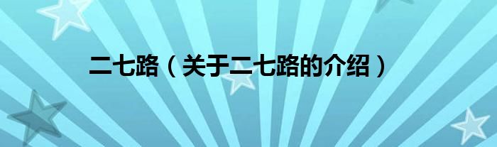 二七路（关于二七路的介绍）