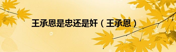 王承恩是忠还是奸（王承恩）