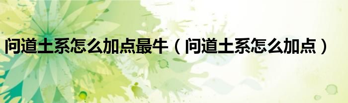 问道土系怎么加点最牛（问道土系怎么加点）