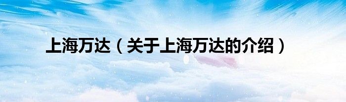 上海万达（关于上海万达的介绍）