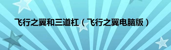 飞行之翼和三道杠（飞行之翼电脑版）