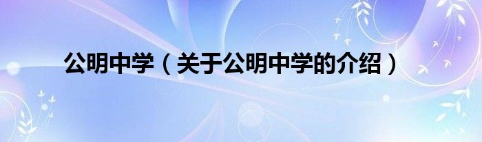 公明中学（关于公明中学的介绍）