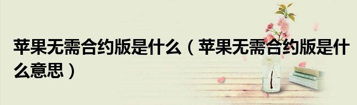 苹果无需合约版是什么（苹果无需合约版是什么意思）