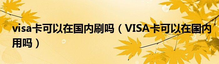 visa卡可以在国内刷吗（VISA卡可以在国内用吗）