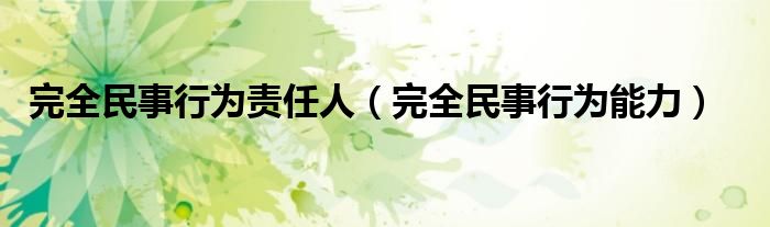 完全民事行为责任人（完全民事行为能力）