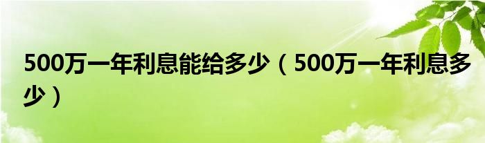 500万一年利息能给多少（500万一年利息多少）