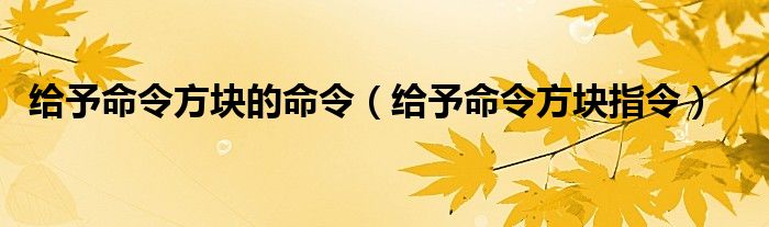 给予命令方块的命令（给予命令方块指令）