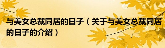 与美女总裁同居的日子（关于与美女总裁同居的日子的介绍）