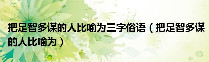 把足智多谋的人比喻为三字俗语（把足智多谋的人比喻为）