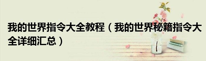 我的世界指令大全教程（我的世界秘籍指令大全详细汇总）