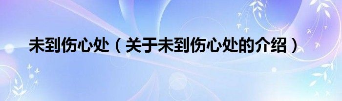 未到伤心处（关于未到伤心处的介绍）