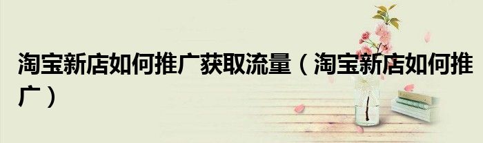 淘宝新店如何推广获取流量（淘宝新店如何推广）