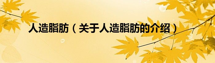 人造脂肪（关于人造脂肪的介绍）