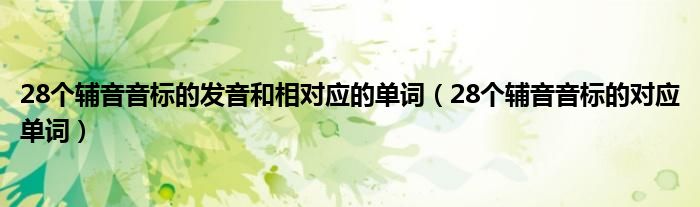 28个辅音音标的发音和相对应的单词（28个辅音音标的对应单词）