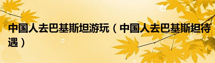 中国人去巴基斯坦游玩（中国人去巴基斯坦待遇）