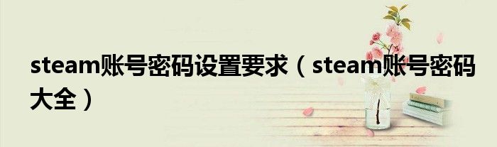 steam账号密码设置要求（steam账号密码大全）