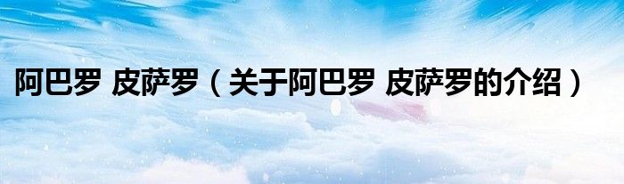 阿巴罗 皮萨罗（关于阿巴罗 皮萨罗的介绍）