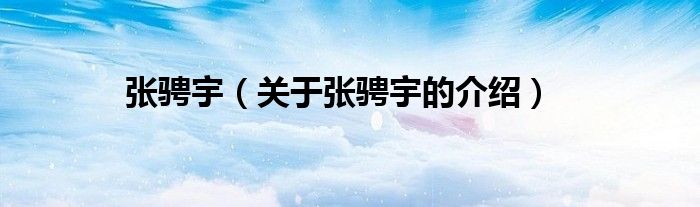 张骋宇（关于张骋宇的介绍）