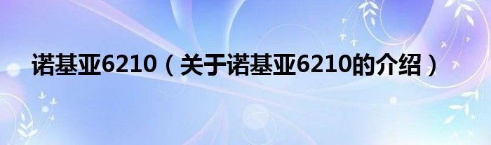 诺基亚6210（关于诺基亚6210的介绍）