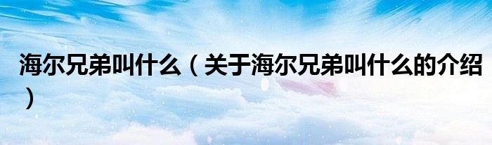 海尔兄弟叫什么（关于海尔兄弟叫什么的介绍）