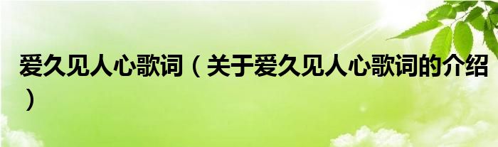 爱久见人心歌词（关于爱久见人心歌词的介绍）