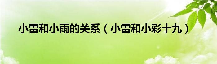 小雷和小雨的关系（小雷和小彩十九）