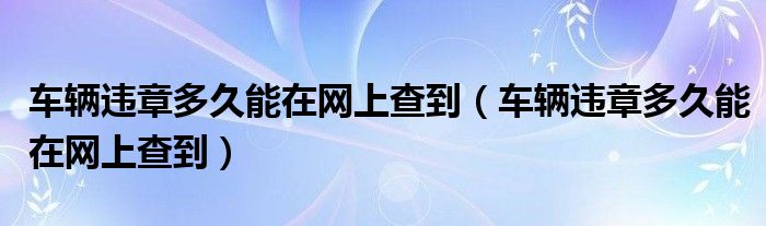 车辆违章多久能在网上查到（车辆违章多久能在网上查到）