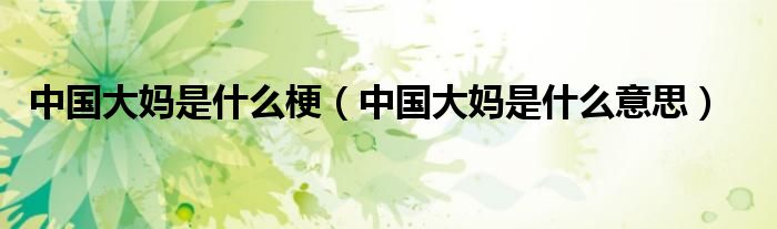 中国大妈是什么梗（中国大妈是什么意思）
