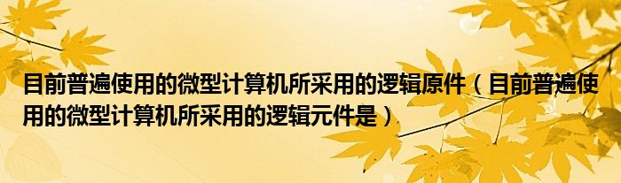 目前普遍使用的微型计算机所采用的逻辑原件（目前普遍使用的微型计算机所采用的逻辑元件是）