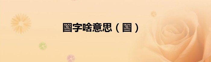 圝字啥意思（圝）