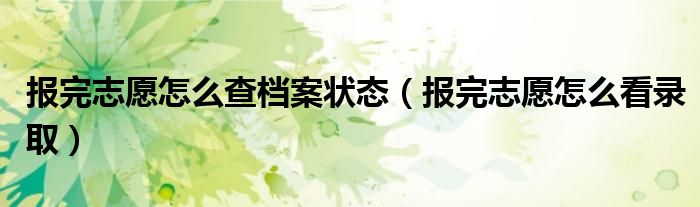 报完志愿怎么查档案状态（报完志愿怎么看录取）
