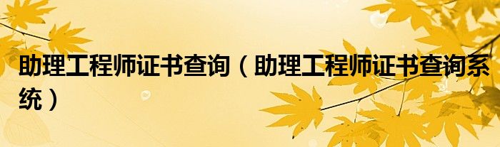助理工程师证书查询（助理工程师证书查询系统）