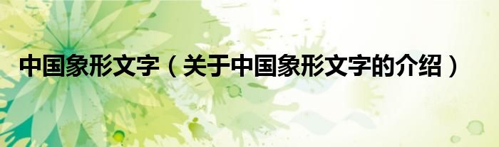中国象形文字（关于中国象形文字的介绍）