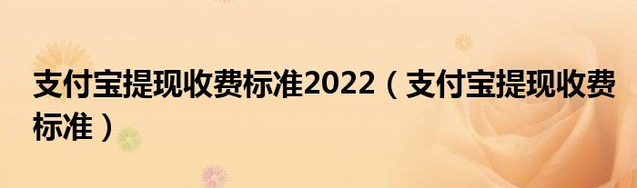 支付宝提现收费标准2022（支付宝提现收费标准）