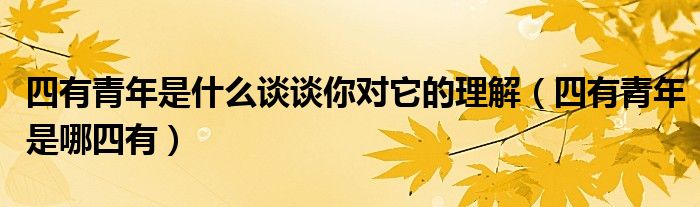 四有青年是什么谈谈你对它的理解（四有青年是哪四有）