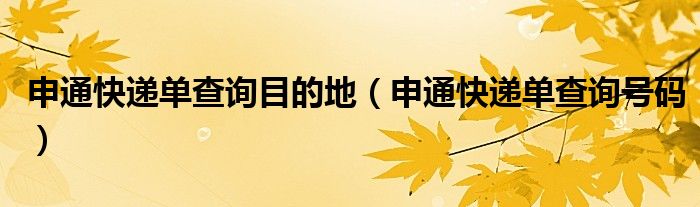 申通快递单查询目的地（申通快递单查询号码）