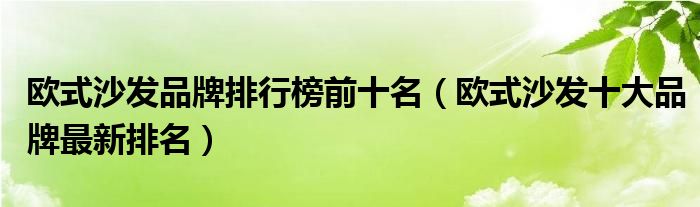 欧式沙发品牌排行榜前十名（欧式沙发十大品牌最新排名）
