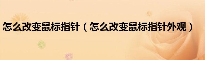 怎么改变鼠标指针（怎么改变鼠标指针外观）