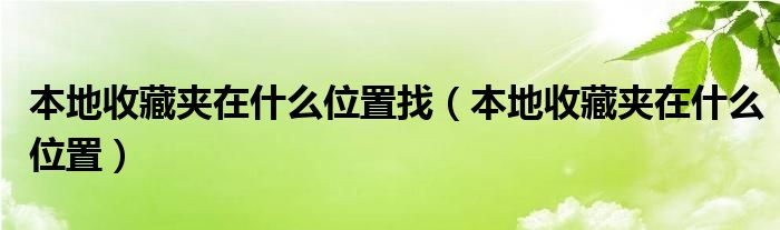 本地收藏夹在什么位置找（本地收藏夹在什么位置）