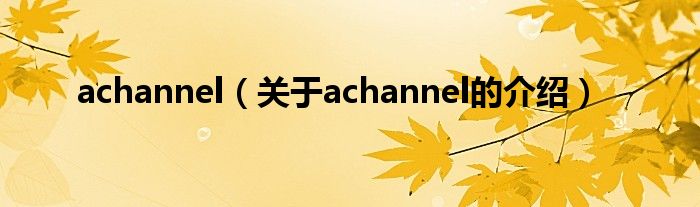 achannel（关于achannel的介绍）