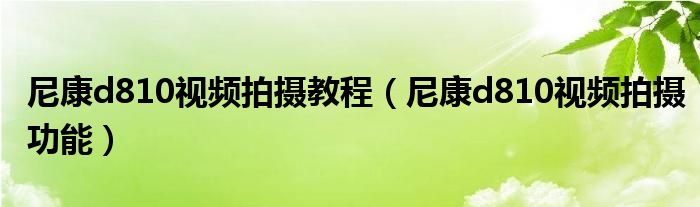 尼康d810视频拍摄教程（尼康d810视频拍摄功能）