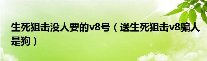 生死狙击没人要的v8号（送生死狙击v8骗人是狗）