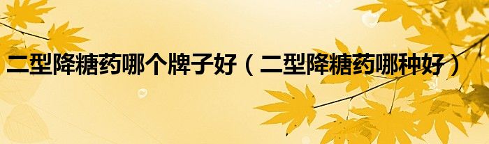 二型降糖药哪个牌子好（二型降糖药哪种好）